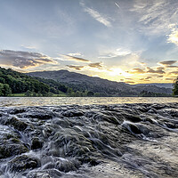 Buy canvas prints of Grasmere weir at Sunset by James Marsden