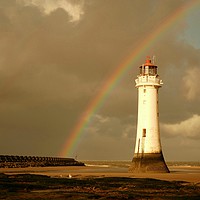 Buy canvas prints of RAINBOW..........Lovely Rainbow over Lighthouse. by Alexander Pemberton