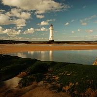 Buy canvas prints of Fort Perch Rock Lighthouse .Reflections. by Alexander Pemberton