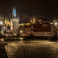 Buy canvas prints of Charles Bridge at Night, Prague by Ed Alexander