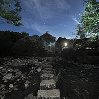 Buy canvas prints of Starry night over the stepping stones, Stainforth by Pete Collins