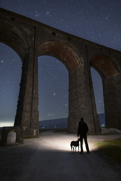 One man & his dog, Ribblehead Picture Board by Pete Collins