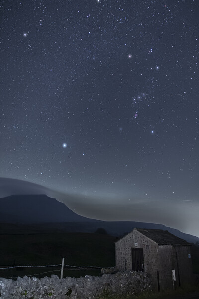 Sirius and Orion over Ingleborough Picture Board by Pete Collins
