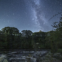 Buy canvas prints of Aysgarth Falls and the Milky Way by Pete Collins
