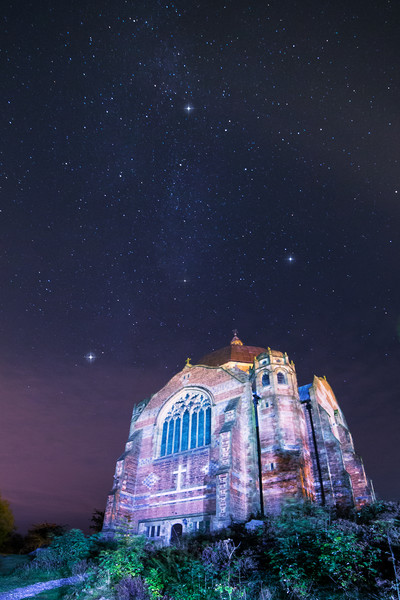 Giggleswick School Chapel starry night Picture Board by Pete Collins