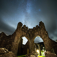 Buy canvas prints of Llanthony Priory & the Milky Way by Pete Collins