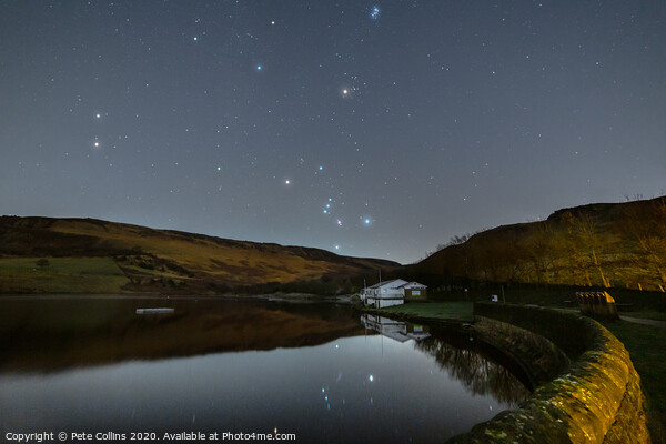 Orion rising over Dovestone reservoir Picture Board by Pete Collins
