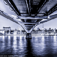 Buy canvas prints of "London's Iconic Millennium Bridge in Blue" by Mel RJ Smith