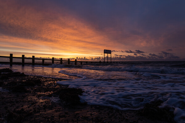 "Autumn Sunrise Embraces Littlehampton's Coastal M Picture Board by Mel RJ Smith