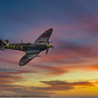 Buy canvas prints of Supermarine Spifire at sunset by Emma Woodhouse