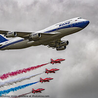 Buy canvas prints of BOAC 747 and Red Arrows by Emma Woodhouse