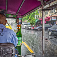 Buy canvas prints of Bangkok Tuk Tuk in the Rain by Edward Kilmartin