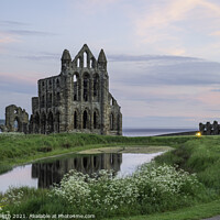Buy canvas prints of Whitby Abbey Sunrise by Sarah Smith