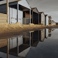 Buy canvas prints of Beach Huts Reflected  by Sarah Smith