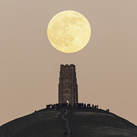 Buy canvas prints of Moon Rising over Glastonbury Tor by Sarah Smith