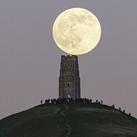 Buy canvas prints of Wolf Moon Over Glastonbury Tor by Sarah Smith