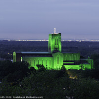 Buy canvas prints of Guildford Cathedral Illuminated Green by Sarah Smith