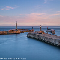 Buy canvas prints of Whitby Harbour Sunrise by Sarah Smith