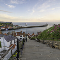 Buy canvas prints of Whitby Steps Sunrise by Sarah Smith