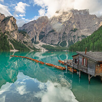 Buy canvas prints of Lago Di Braies Still Morning  by Sarah Smith