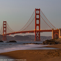 Buy canvas prints of Golden Gate Bridge sunset by Sarah Smith