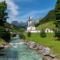 Buy canvas prints of Ramsau bei Berchtesgaden church by Sarah Smith