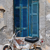 Buy canvas prints of Old Rusty Moped in Greece by Sarah Smith
