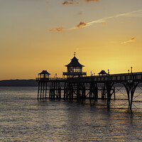 Buy canvas prints of Sunset at Clevedon Pier by Sarah Smith