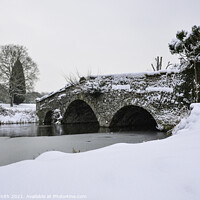 Buy canvas prints of The Bridge by Waverley Abbey in the Snow by Sarah Smith