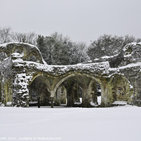 Buy canvas prints of Waverley Abbey in the Snow by Sarah Smith