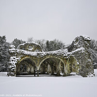 Buy canvas prints of Waverley Abbey Ruins in the Snow by Sarah Smith