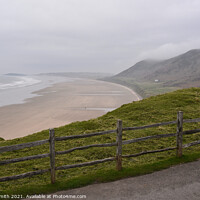 Buy canvas prints of Misty Day at Rhossili Bay  by Sarah Smith