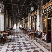 Buy canvas prints of Cafe Florian and the Perimeter of St Mark's Square by Sarah Smith