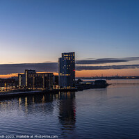 Buy canvas prints of Blue hour sunrise over Woolston in Southampton by KB Photo