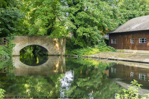 Reflection of bridge, Itchen River Winchester Picture Board by KB Photo