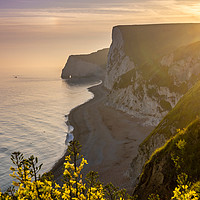 Buy canvas prints of Sunset along the Jurassic coast in Dorset, England by KB Photo