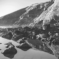 Buy canvas prints of Tregardock Beach Rock reflections in Cornwall by KB Photo