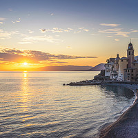 Buy canvas prints of Sunset over Camogli, Italy by KB Photo