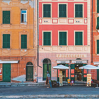 Buy canvas prints of Colourful house facades in Camogli beautiful Italy by KB Photo