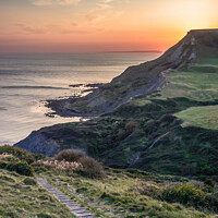 Buy canvas prints of Sunset over Chapman's Pool in Dorset by KB Photo