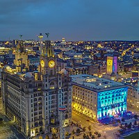 Buy canvas prints of The beautiful Liverpool Skyline at night  by Paul Raynard
