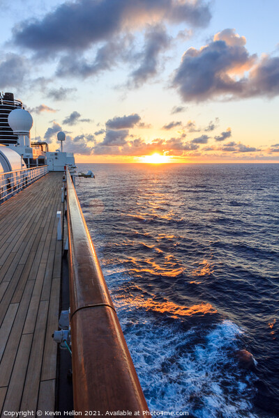 Sunset aboard a cruise ship, South Pacific Picture Board by Kevin Hellon