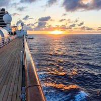 Buy canvas prints of Sunset aboard a cruise ship, South Pacific by Kevin Hellon