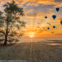 Buy canvas prints of Sunrise, Phang Nga Bay by Kevin Hellon