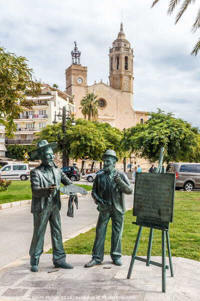 Bronze statues on Sitges promenade Picture Board by Kevin Hellon