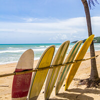 Buy canvas prints of Surfboards for hire by Kevin Hellon