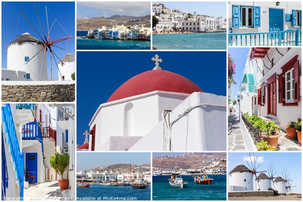 Mykonos collage Picture Board by Kevin Hellon
