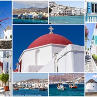 Buy canvas prints of Mykonos collage by Kevin Hellon
