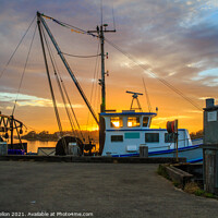 Buy canvas prints of Fishing boats at sunrise. by Kevin Hellon