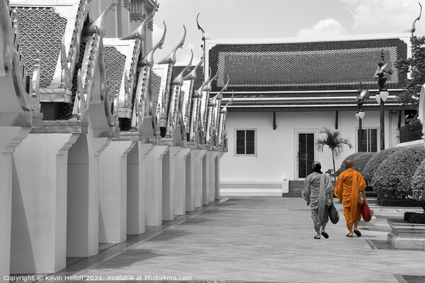 Two monks(selective colour) Picture Board by Kevin Hellon